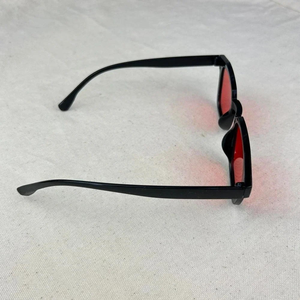 Vintage unique retro style black rounded square sunglasses cyber grunge techno